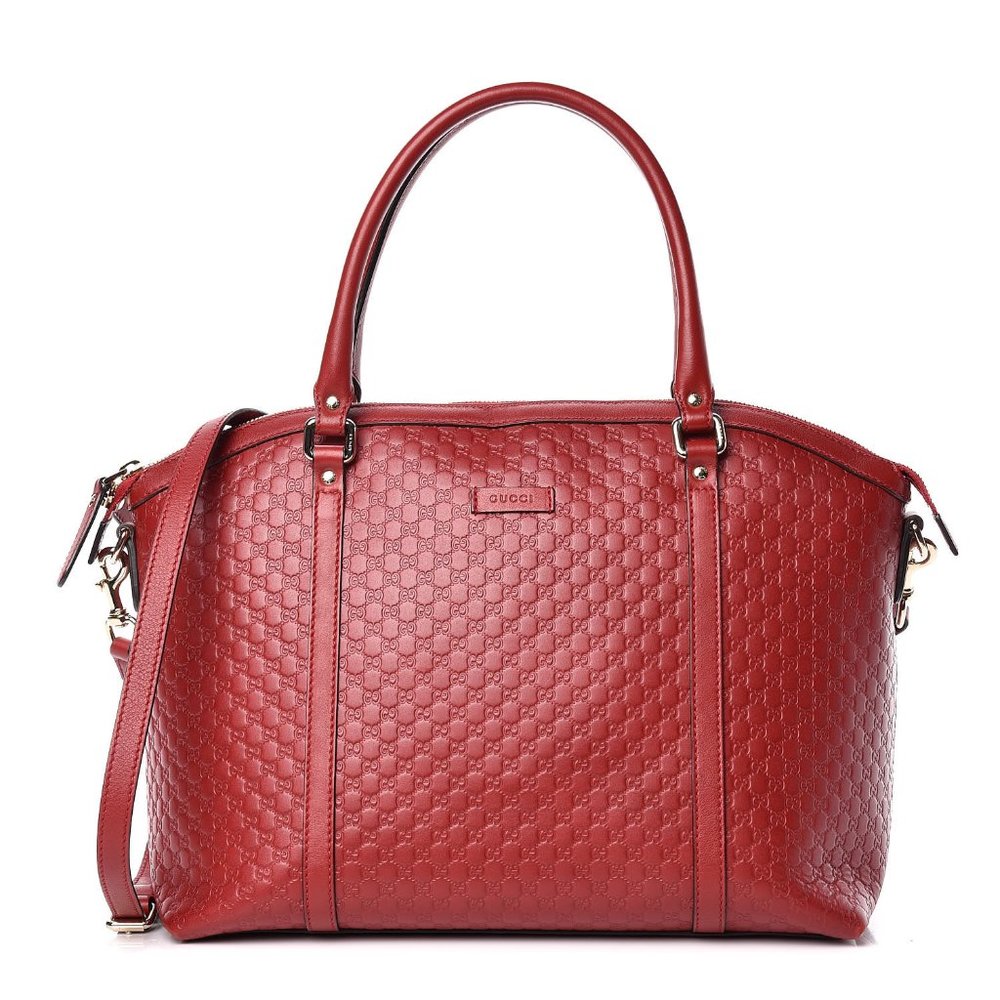 Gucci Soft Microguccissima Dome Satchel in Red NEW W DUST BAG